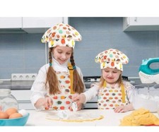 Kids 2 Piece Chef Set Apron With Pocket & Hat kids cotton Apron