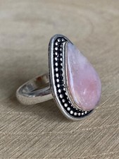 Pink Agate Teardrop Ring Size