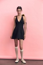 Zara Green Olive Velvet Bow