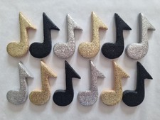 12 GLITTERY MUSIC NOTES -