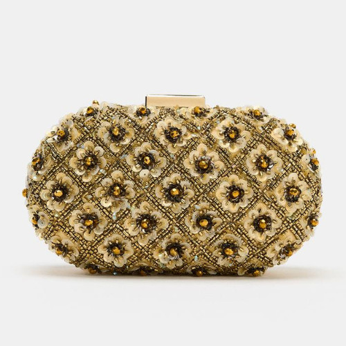 Zara yellow gold beaded - beaded, clutch