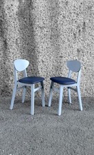 Pair of Small Mid Century Remploy Butterfly Chairs. Painted Grey, Upholstered wi
