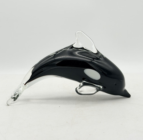 Glass orca paperweight - glass,