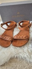 Mulberry Braided Strap Flat Sandal Vachetta Size 5 Oak