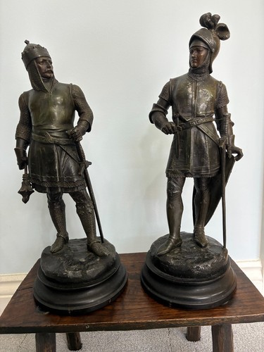 Pair antique spelter bronze - of,