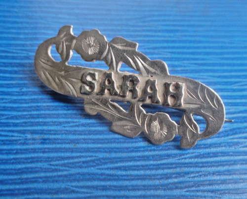 Sarah silver name brooch - silver,