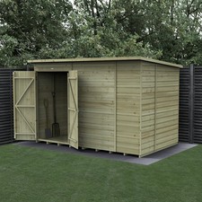 Forest Beckwood 10x6 Pent Shed No Window Double Dr Wood Outdoor Storage Free Del