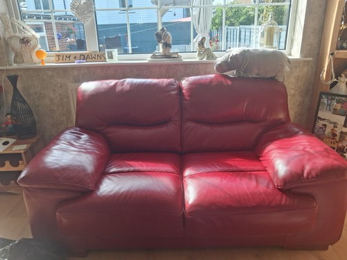 Dfs red leather seater and - dfs,