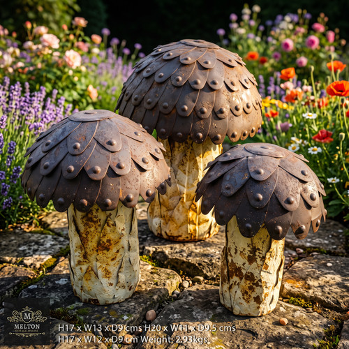 Metal mushrooms rusty styled - rusty,