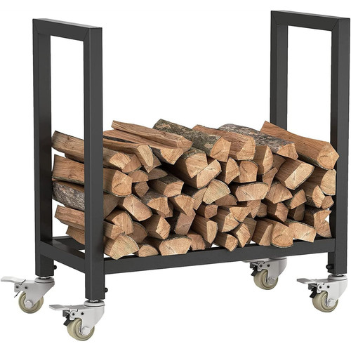 Firewood rack with - rack, rollers