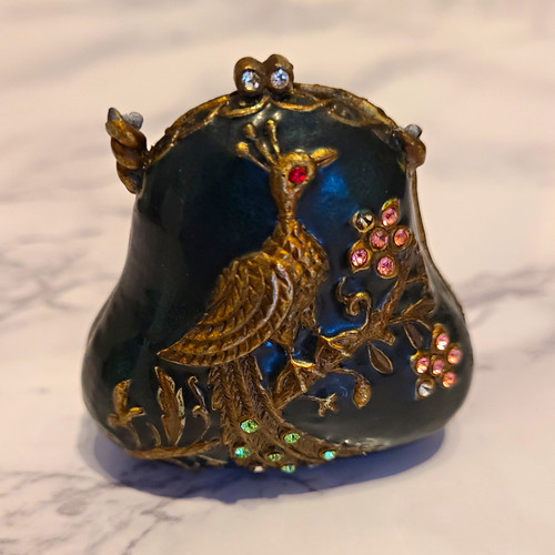 Hinged trinket with peacock - trinket,