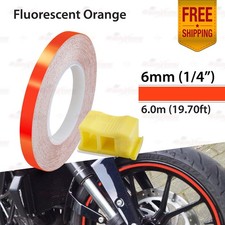 FLUORESCENT ORANGE 6mm 1/4" Pin Stripe Wheel Rim SINGLE SOLID Line Vinyl STICKER