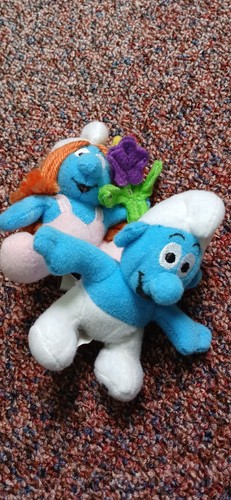 Two small smurf soft toys - small,