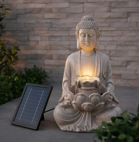Solar water fountain buddha - fountain,