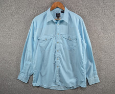 Rock Creek Ranch Vintage Western Light Blue Pearl Snap Button Shirt 17 XL