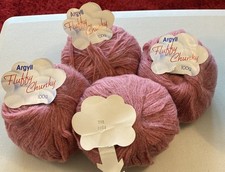 Argyll Fluffy Brushed Chunky 30% Wool 4x100g Raspberry Pink Knitting Wool/Yarn