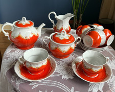 Vintage USSR Tea Set Red Bud