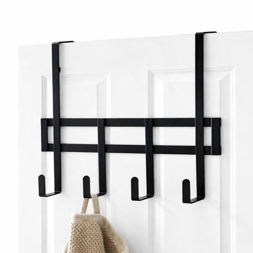 Black overdoor coat hook rack - hook,