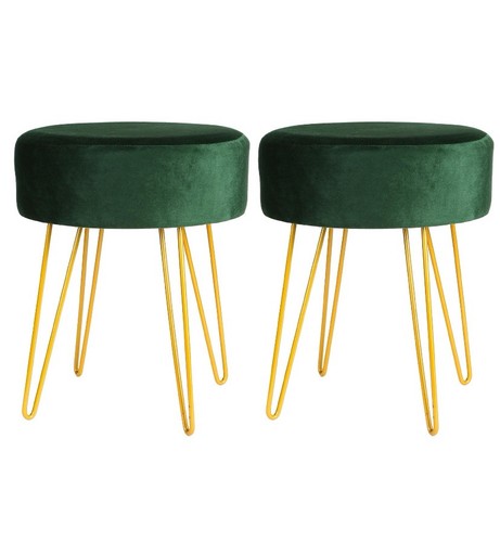 Round velvet footstool - round,