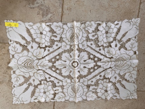 Vintage embroidered tray cloth - embroidered,