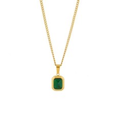 Vintage No Fade 18k Gold Plated Chain Green Zircon Fashion Pendant Necklace