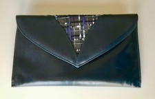 Renata Italian Designer Leather CLUTCH BAG  Blue  Size 9.5” x 5.5” Stunning