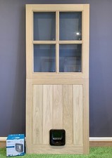Exterior Double Glazed Front Door Solid Oak Hardwood Stable Door + Cat Flap