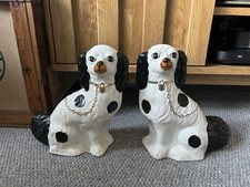 Pair of Large 11 inch Victorian Style Wally Staffordshire Style Mantle Dogs
