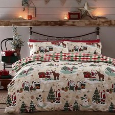 Furn Jolly Santa Duvet Cover Set Super King Christmas Reversible Check Bedding