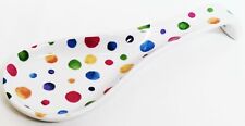 Polka Dot Ceramic Spoon Rest 22cm Medium Porcelain Hand Painted Effect Decor UK