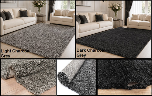 Charcoal grey shaggy rug - shaggy, soft