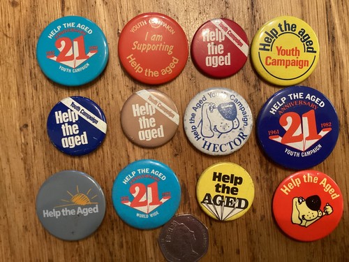 Help the aged vintage pin - aged,
