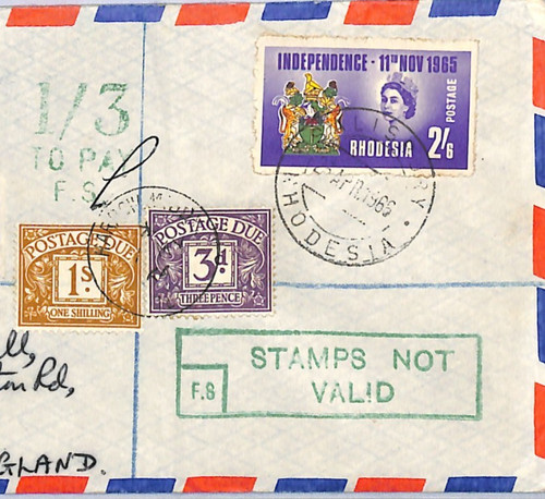 Rhodesia cover postage dues - rhodesia, gb