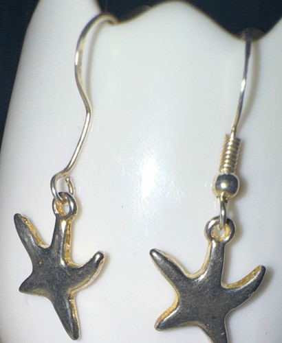 Silver starfish dangle hook - silver,