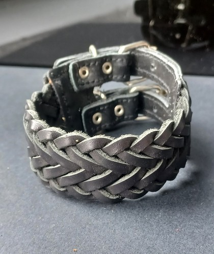 Men black leather bracelet - men’s,