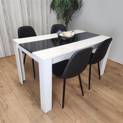 Dining white black - dining, wood