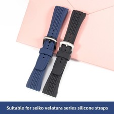 Waterproof Silicone Rubber Watch Strap 26mm Fits Seiko Velatura SPC007J1 SRH013