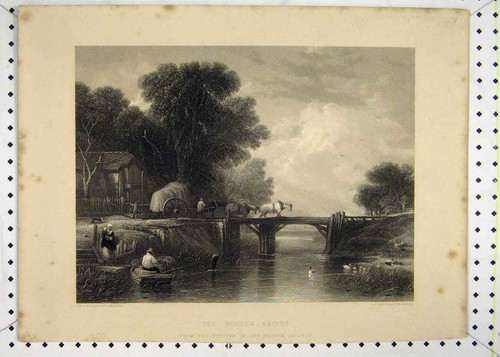 Original old antique print - old,