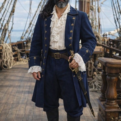 Navy blue wool pirate captain - navy,