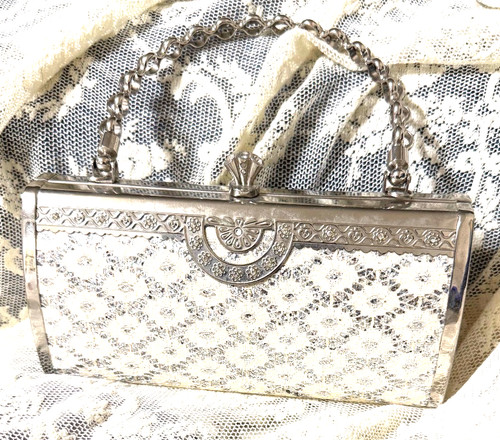 Silver lace evening - evening, clutch