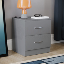 SALE 2 Drawer Bedside Chest Table Cabinet Nightstand Unit Storage Bedroom Grey