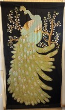 Batik Art Wall Hanging by ERIC SURIYASENA Peacock in a Tree Signed 160 X 90 cm