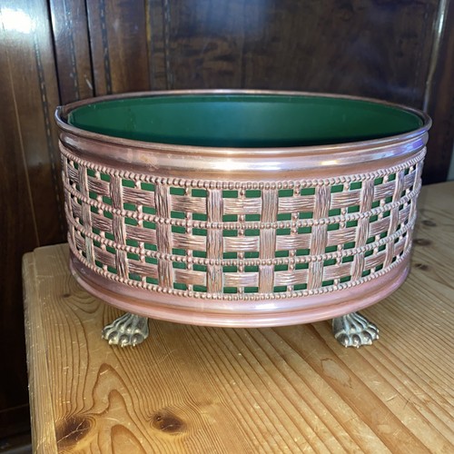 Vintage oval copper planter - vintage,