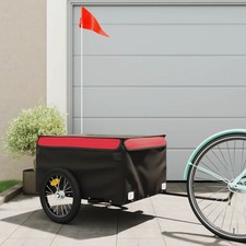 WALPLUS Bike Trailer Black & Red 45kg Iron Durable Bicycle Cargo Cart