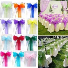 Time to Sparkle 100PCS Organza Sashes Chair Cover Bows Sash Wedding