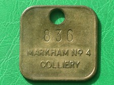 Markham No 4 Deep Hard colliery two sided pit check miners coal mining token