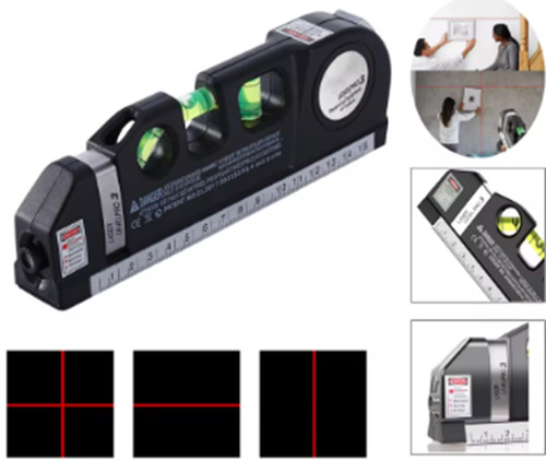 Spirit level with laser - with,