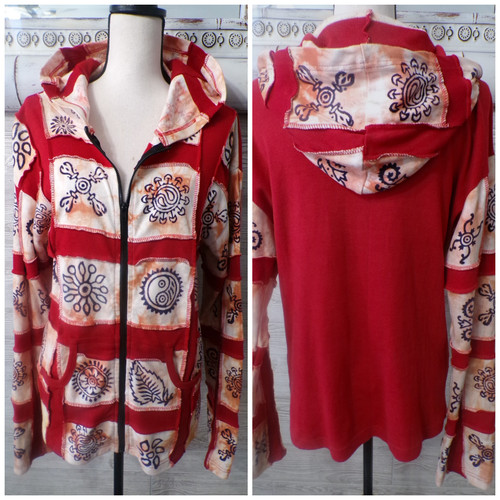 Y2k patchwork hoodie - hoodie, hippie