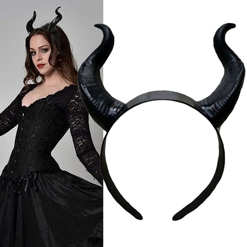 Black demon horns - horns, headpiece