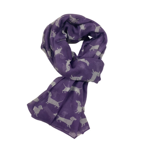 Dachshund scarf purple with - dachshund, in